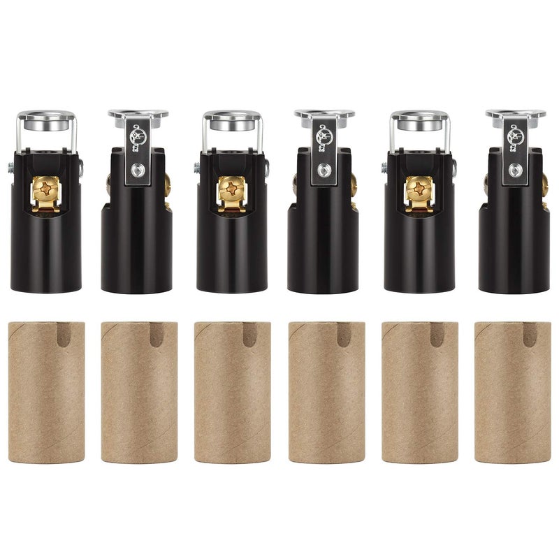 DiCUNO مصباح LED E12 من DiCUNO، قاعدة شمعة بديلة، قطع حامل مصباح الثريا مع عازل من الورق المقوى، فينوليك بدون مفتاح، مدرج في UL، 6-pack - Image 1